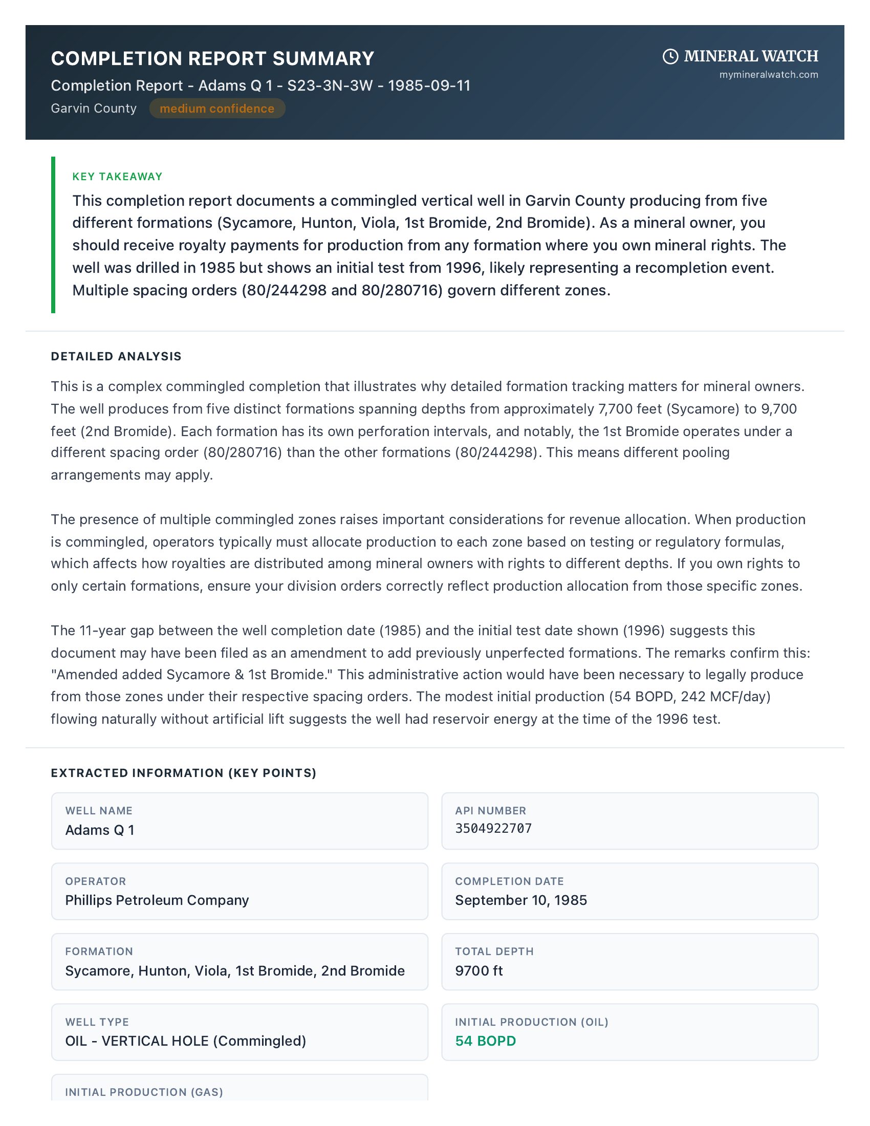 AI-Generated Completion Report Summary