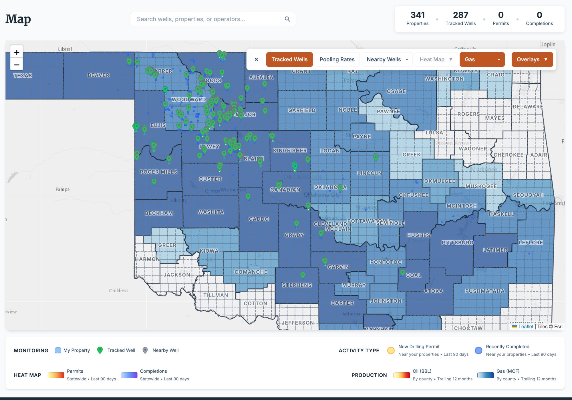 Gas Production by County